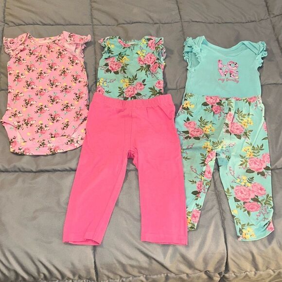 6-9m Children’s place 5 piece flower set - Picture 1 of 6